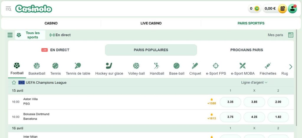 Casinolo Casino paris sportifs